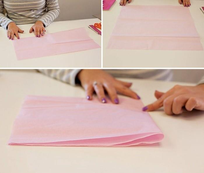 1 sulankstomas minkštasis popierius-pirmasis žingsnis gaminant popieriaus girliandą