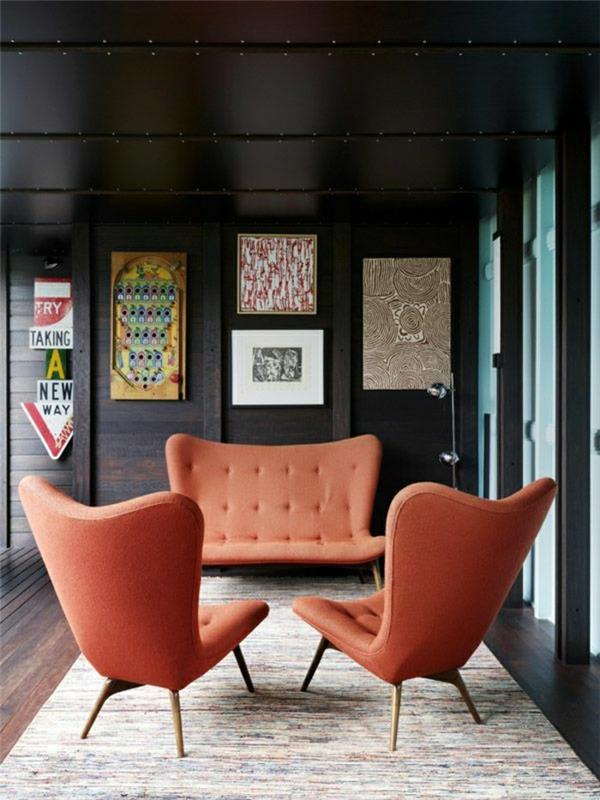 2-1-relax-fotelis-conforama-oranžinės spalvos kilimas-moderniam gyvenamajam kambariui