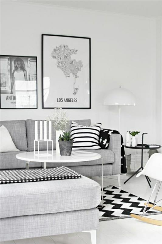 2-gri-benekli-kanepe-gri-köşe-kanepe-modern-oturma odası-beyaz-duvarlar-oturma odası