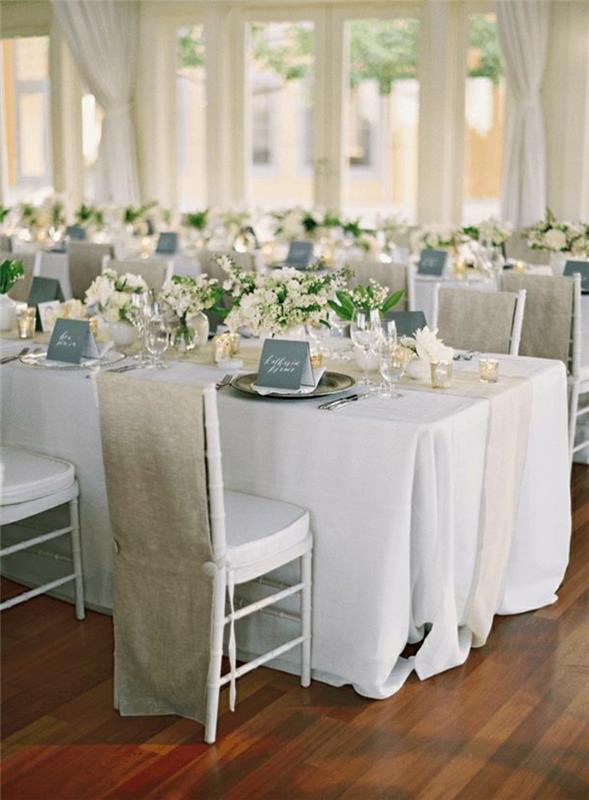 2-gül-koltuk-düğün-için-gri-keten-düğün-masa örtüsü-beyaz-düğün-çiçekleri