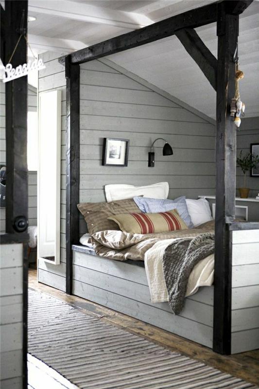 2-lepa-spalnica-s sivimi lesenimi tlemi-lesena-tla-tla-postelja-v-spalnici