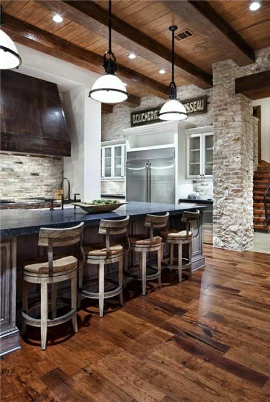 2 eksponuotos akmens sienos-šviesios parketo grindys-moderni-virtuvė-baras-šviesios parketo grindys