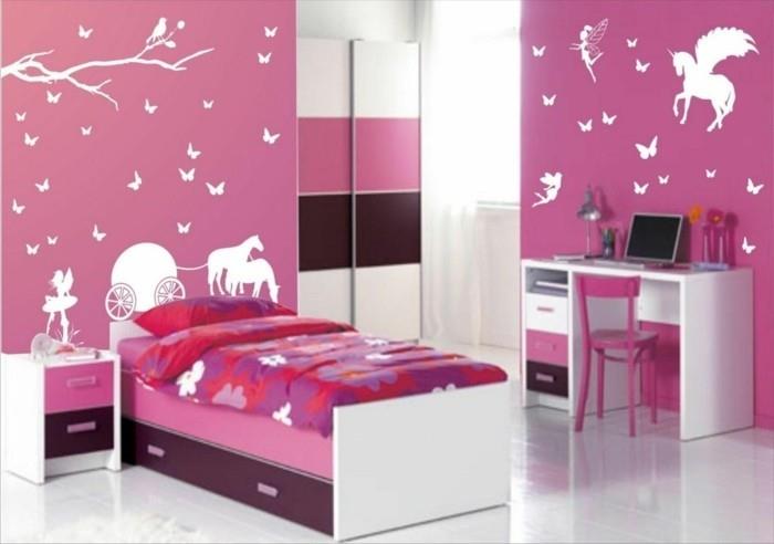 dekoravimo-mergaičių-kambarys-balta-ruda-ir-rožinė-kaip dominuojanti spalva-spalvingi-mergaitės kambarys