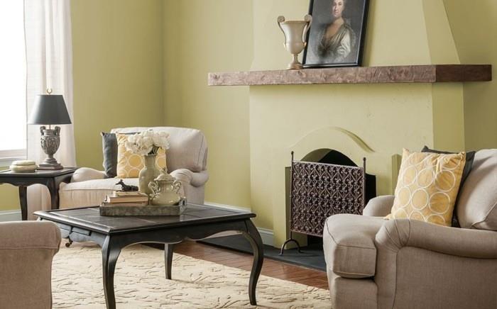 harika-renk-fikri-boya-oturma odası-sarı-nostalji-baskı-geçmiş için-güzel-kombin-klasik-tarzı-ve-vintage-tarzı