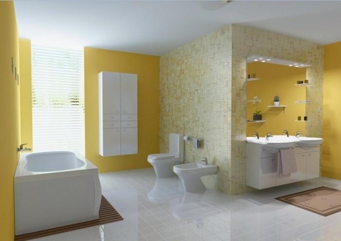 idėja-didingas-vonios kambarys-geltonas-dvigubas baseinas-baltas-stalviršis-vonia-balti dažai-lubos-vonios kambarys-balta-balta-mozaika-geltona
