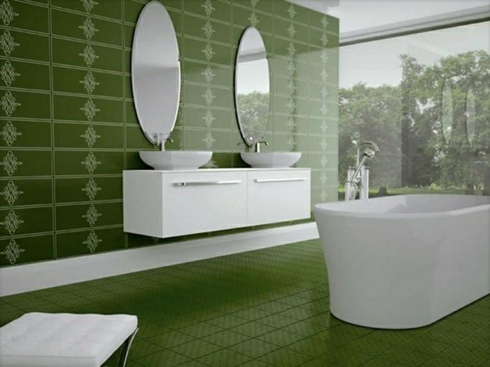 modelis-vonios kambarys-balta-vonia-balta-kriauklė-balta-medicinos spintelės-vonios-idėja-tamsiai žalia