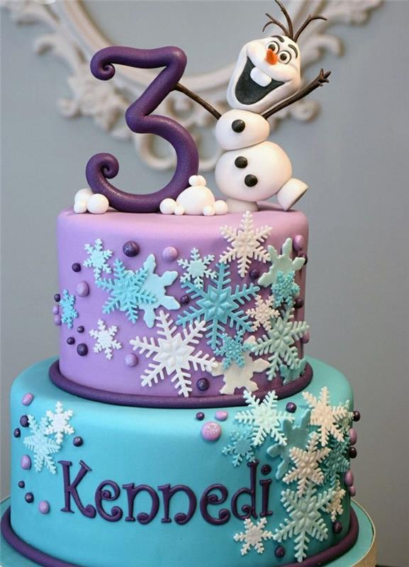 3-rojstnodnevna-torta-snežna kraljica-anna-elsa-olaf-torte-snežna kraljica-v-vijolični