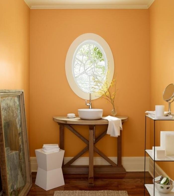 oranžinės spalvos vonios kambario spalvos stalviršio kriauklės lentynos