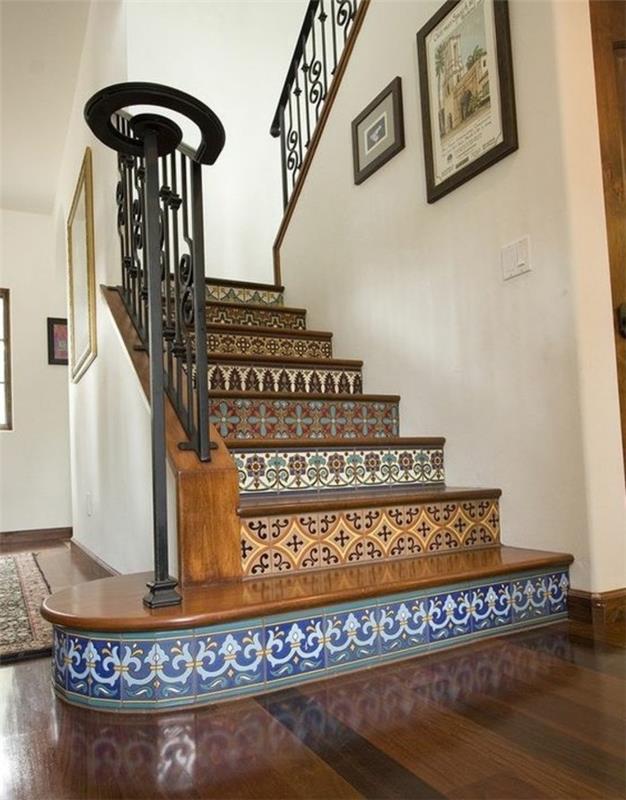 idejo za prebarvanje stopnic za dvigovanje stopnic s cvetličnimi vzorci-orientalski dotik za vaš dom