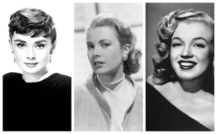 Priljubljena igralka petdesetih let Audrey Grace Kelly Merilyn Monroe portretna fotografija, ličila iz 1950 -ih