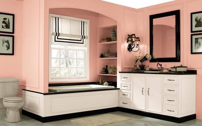 labai elegantiškas vonios kambario modelis rožinis vonios kambario spintelė ir vonia balta apdaila senos nuotraukos ir senoviniai objektai