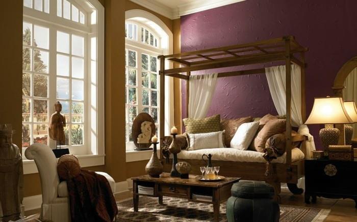 güzel-renk-boya-fikri-bordo-kırmızı-oturma odası-ve-dekorasyonu-egzotik-oturma odası-oryantal-zen-atmosferi