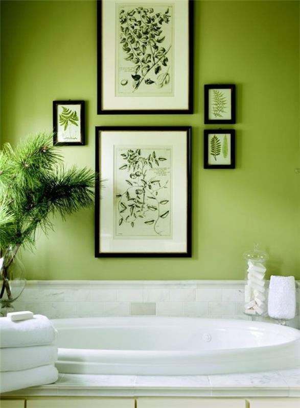 sublime-color-idea-green-bathroom-built-in-tub-deco-of-plants-amboance-zen