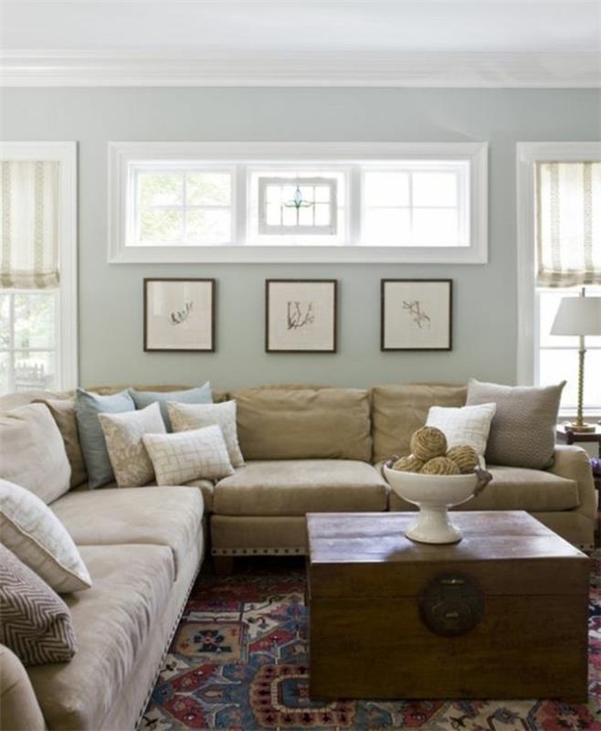 müthiş-fikir-resim-oturma odası-soluk-yeşil-büyük-kanepe-bej-çok-rahat-eski-masa-imitasyon-gövde