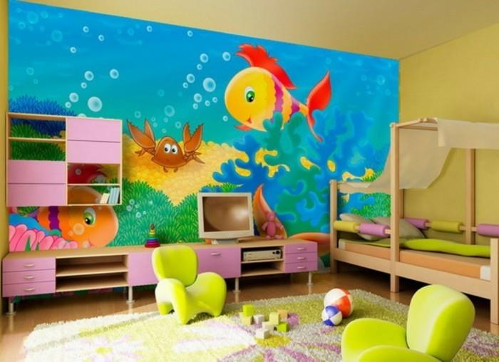 a-pasiūlymas-tapyba-unikalus-vaiko-kambario-sienos-geltonos-sienos-su-sienos-piešiniu-atstovaujančių-marrins-lėšų