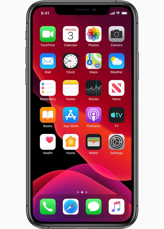 slika novega Apple iOS 13, predstavljenega na wwdc 2019 s temnim nočnim načinom za iPhone 6 in iPad