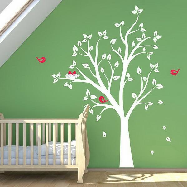 Ideje za otroško sobo-otroško sobo-s-pticami-in-drevesi-spremenjene velikosti