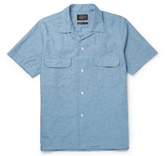 kirişler artı giyim erkek açık mavi gömlek lüks kısa kollu gömlek