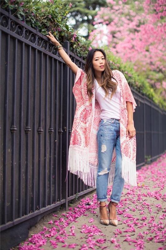 Lepa-ideja-obleka-dnevna-jakna-v stilu kimona-boemski-šik-kul-cvetlična pomlad