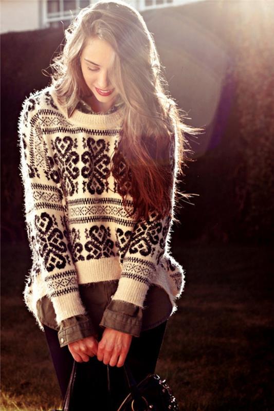Graži-apranga-megztinis-žakardinė-moteris-miela saulė