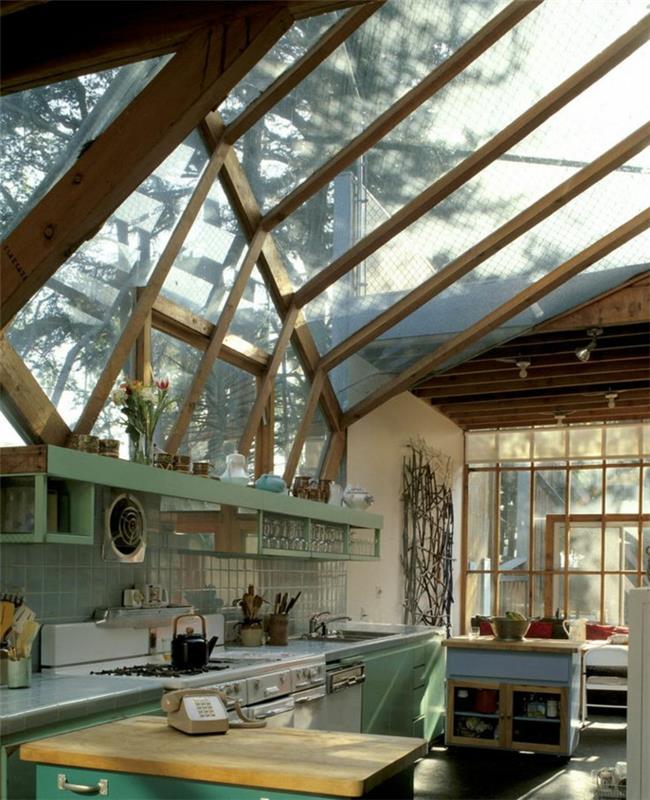 Çerçeve-pvc-çatı-üstü-aydınlatma-rustik-mutfak