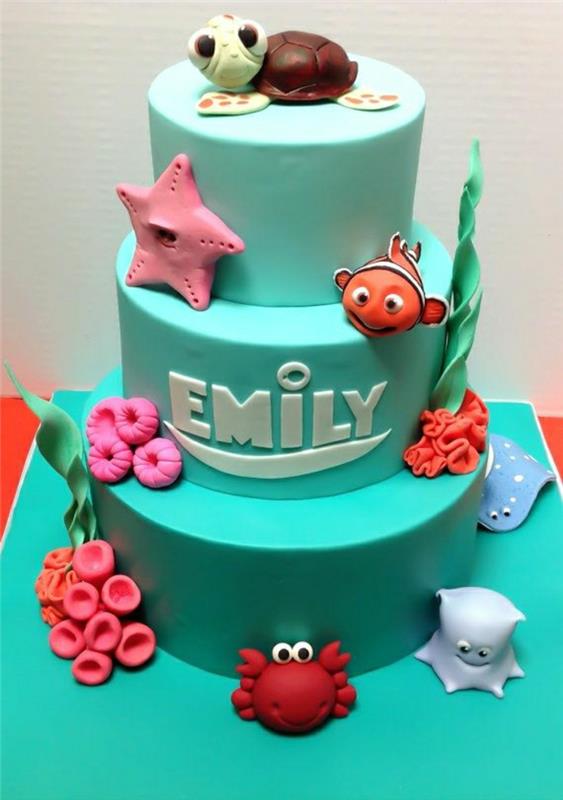 Dekorasyon-doğum günü-çocuk-disney-tarifi-doğum günü-kek-kız-1 yaşındaki-mavi-emo