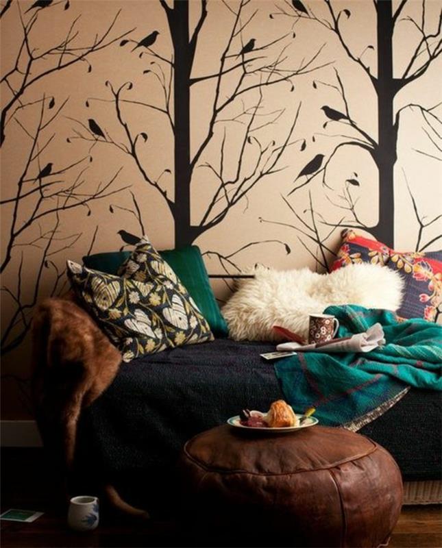 Duvar-dekorasyon-duvar kağıdı-tasarımcı-lonca-kanepe-kağıt-ağaç-kuşlar