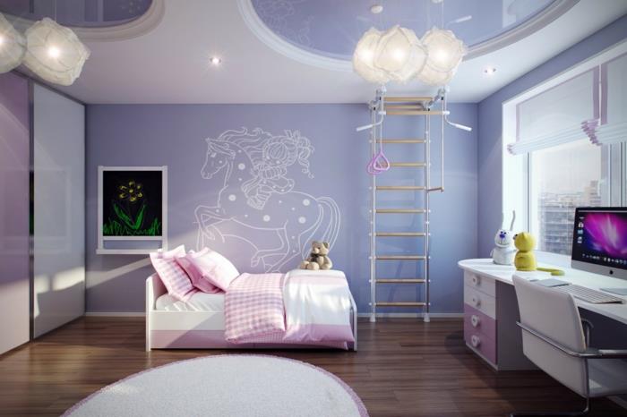 Dekoracija-strop-otroška soba-v-modri barvi-s konji-velikost