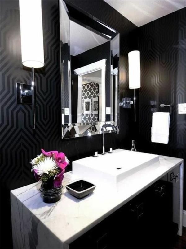 Serin-banyo-fikri-siyah-oda-küvet için duvar kağıdı-tasarımı