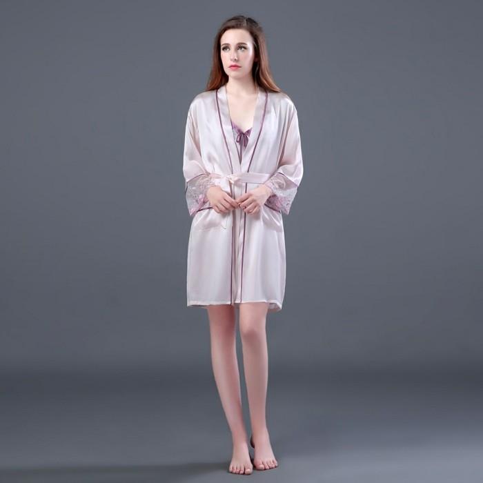 Aukštos kokybės moterys-100-grynas šilkas-šriftas-b-naktiniai marškiniai-b-šriftas-2015-prabangūs miego drabužiai-elegantiškas-plonas