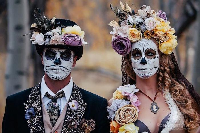 Helovino makiažo pora mirusiųjų Meksikos calavera stiliaus diena
