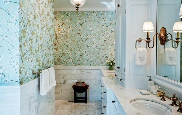 Açık yeşil-iç-tasarım-duvar kağıdı-banyo