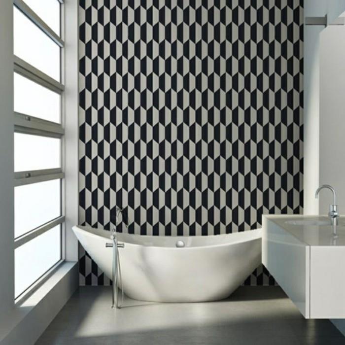 En güzel-siyah-beyaz-geometrik-tasarım-banyo-duvar kağıdı