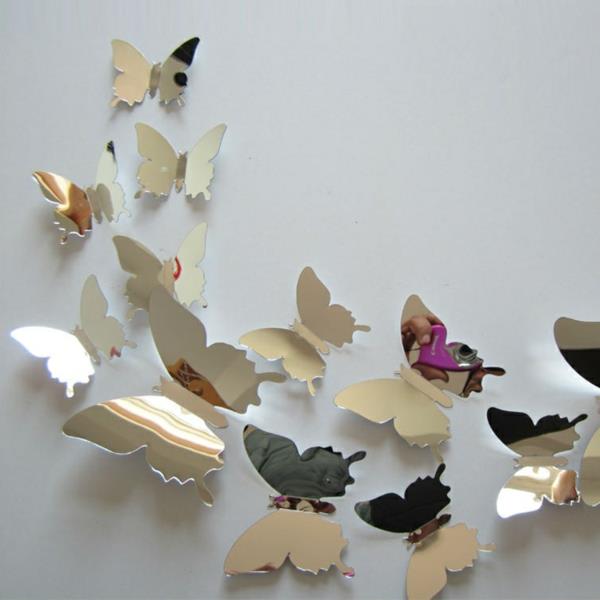 Veidrodžio dizainas-sienų lipdukai-idėjos-drugeliai-idėja