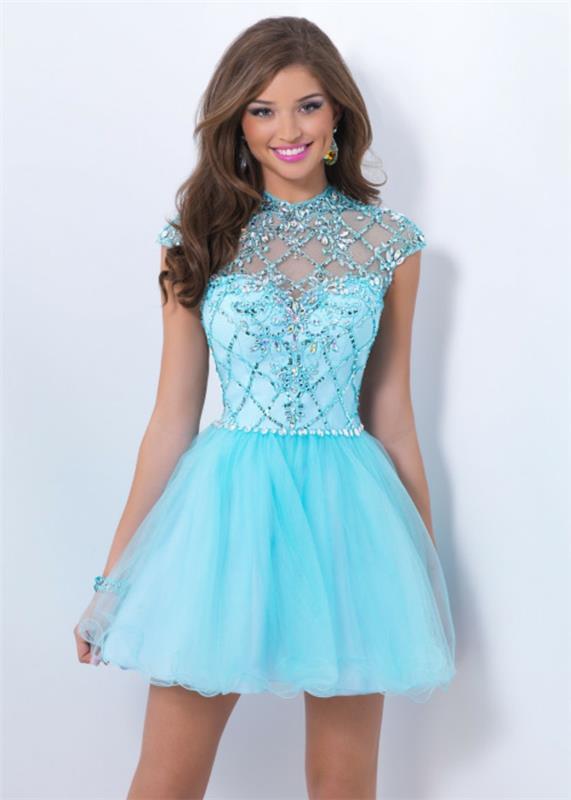 Prom-dress-chic-short-čipke-modri-kristali