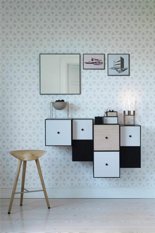 Oturma odası-duvar kağıdı-çağdaş-tasarım-beyaz-gri