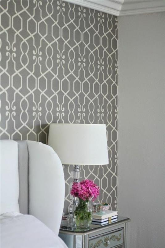Oturma odası-duvar kağıdı-çağdaş-tasarım-vazo-çiçekler
