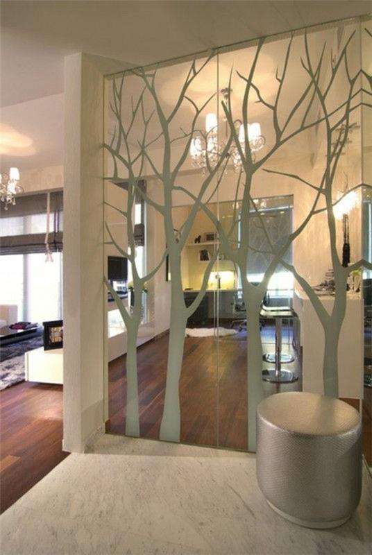 Sienų lipdukas-veidrodis-atspindys-medžiai-svetainė