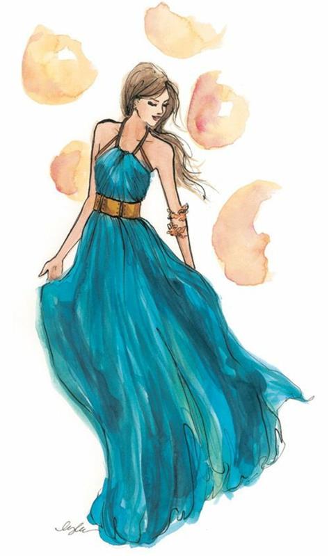 Disegni tumblr facili da copiare, disegno di una donna, vestito blu largo