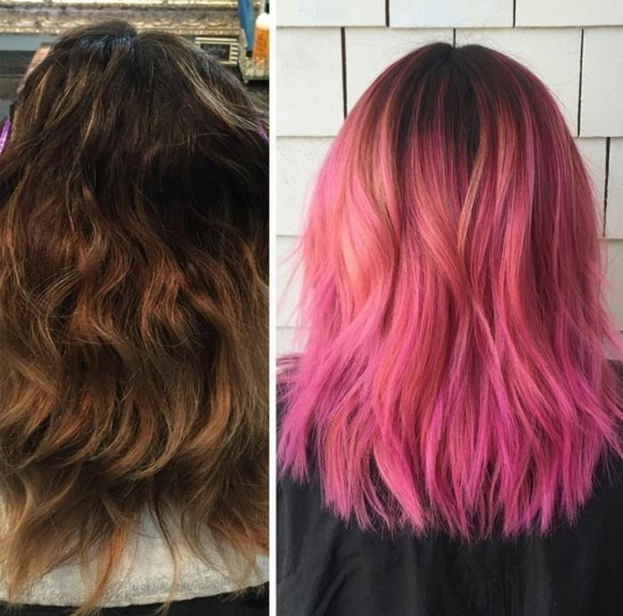 una piega e una colorazione di tendenza con un balayage renk karamello