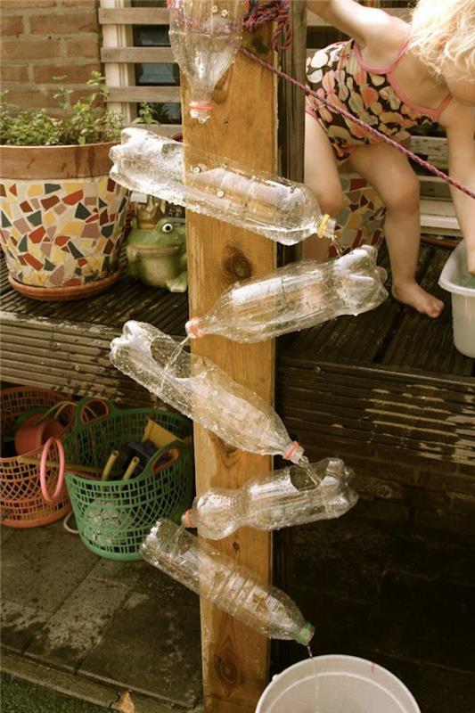 manuel aktivite plastik şişeyi geri dönüştürme, ahşap bir bahçe çeşmesi yapma