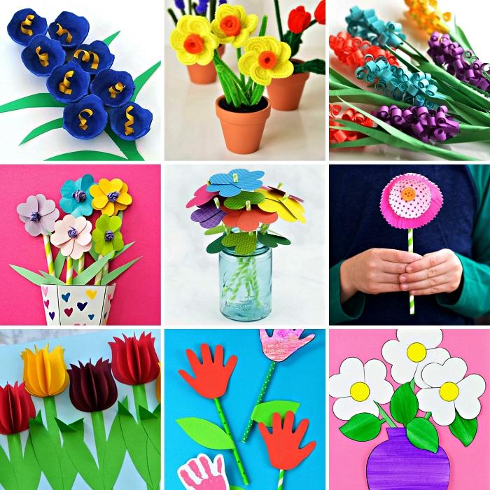 Kağıttan veya keçeden çiçek yapmak, anaokulu çocukları ile Anneler Günü hediyesi yapmak için kendin yap