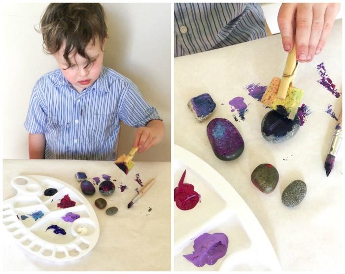 enostavna in zabavna ustvarjalna dejavnost za otroke z okrasnimi kamenčki, kamenčki magnetne galaksije za očetovski dan