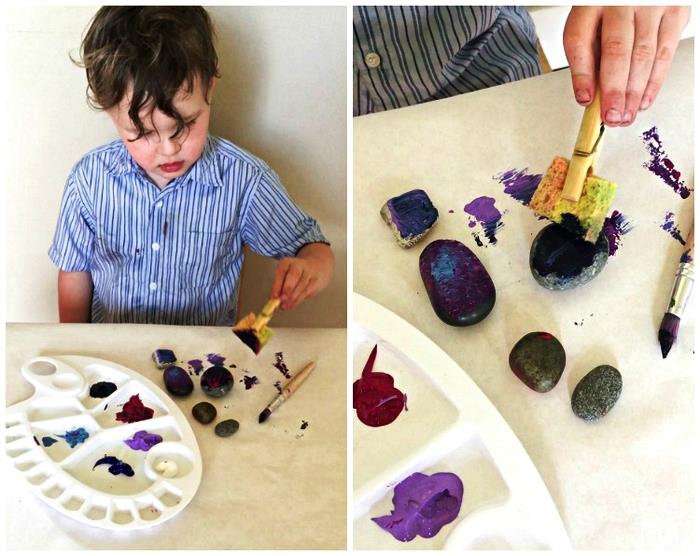 anaokulu çocukları ile yapmak için galaksinin renklerinde kişiselleştirilmiş manyetik çakıllar, babalar günü fikri