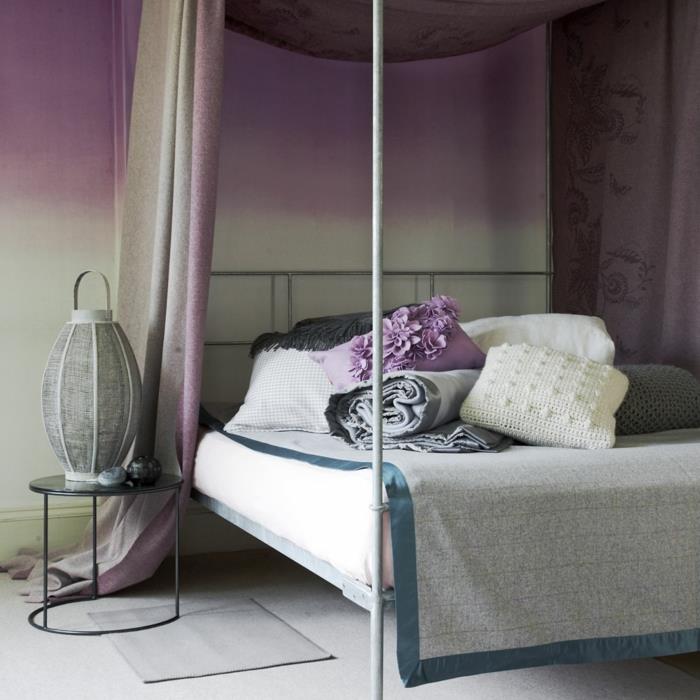 Yatak odası pastel renk demir yatak için açık gri yatak odası duvar kağıdı