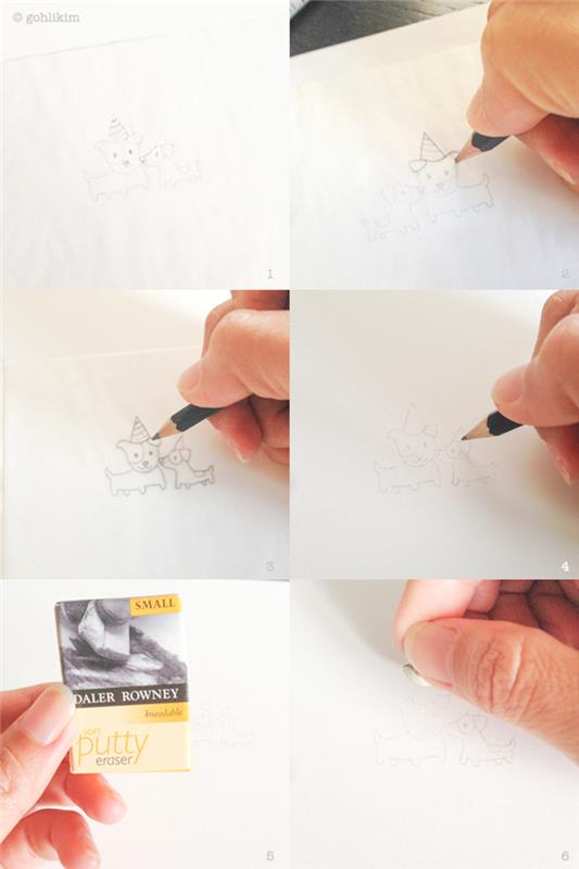 Kako narisati psa s prozornim papirjem, rojstnodnevno podobo, risbo za rojstni dan