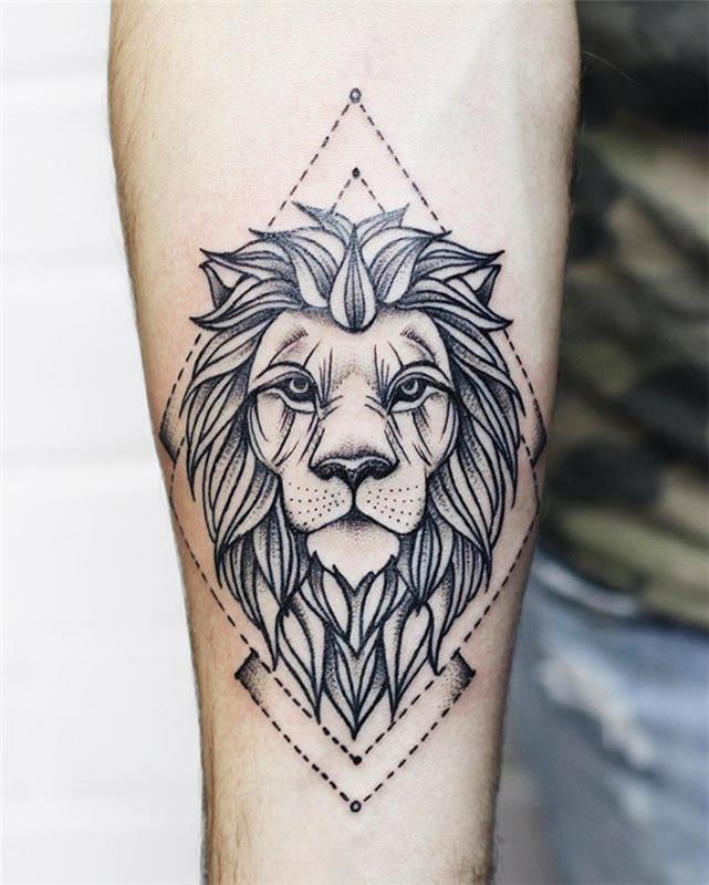 Armadillo yağmasını bastırmak anlamına gelen aslan dövmeli havalı dövme
