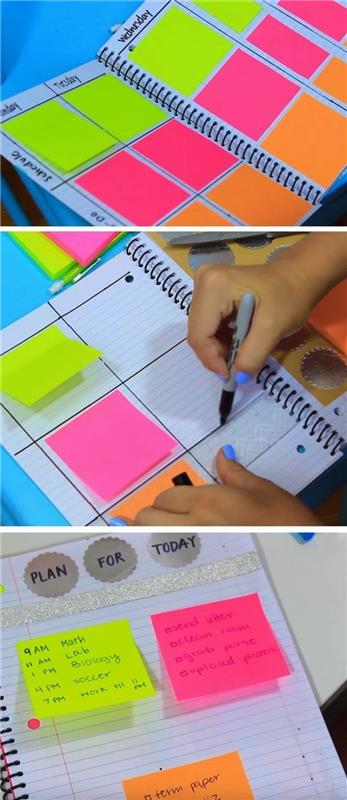 okul-günlüğü-kişiselleştirilmiş-post-it-yaprak-farklı-renkler-idee-diy-sympa