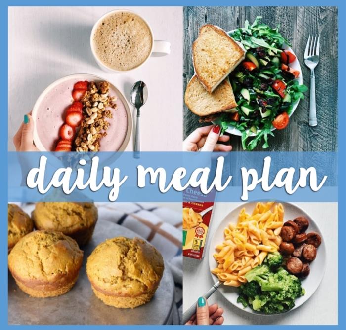 Esempio dieta equilibrata e un foto kolaj con idee pranzo in piatti