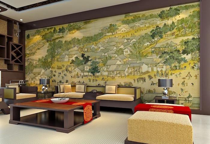Primer oblikovanja azijske dnevne sobe primer japonske dekoracije dnevne sobe